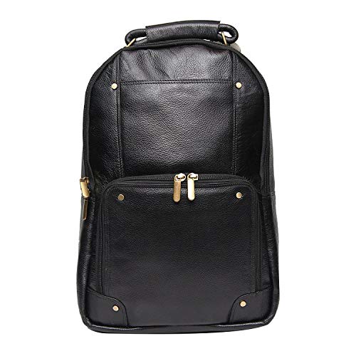 Image of RICHSIGN LEATHER ACCESSORIES Genuine Leather Laptop Backpack Bag For Men And Women, College, Office, Travel Use | 15.6 Inch Laptop Compartment