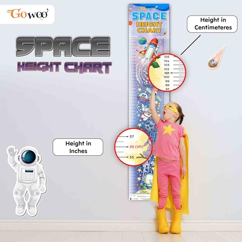 Image of GO WOO Life Cycle Chart and SPACE HEIGHT CHART | Set of 2 charts 1 Educational + 1 Height Chart | Interactive Combo of Life Cycle Chart and Space Height Chart Combo for Young Explorers