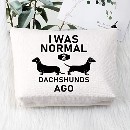 PLITI Dachshund Cosmetic Bags for women Dachshund Lover Gift I Was Normal 2 Dachshunds Ago Dachshund Gift(2 dachshunds agoU) - Image 3