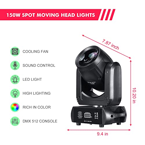 150W Led Moving Head Lights Beam Gobo 18 Face Roto Prism Super Bright Dj Disco Light Stage Light (2 Pack) #TOP1