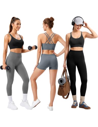 Image of VEQKING Strappy Cross Back Sports Bra for Women Removable Padded Yoga Bras