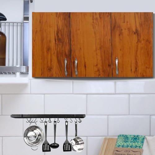 Image of Door Multipurpose Storage Cabinet & Adjustable Shelf | Space Organizer | Termites Resistance | Wall Mounted for Office, Kitchen Finish (Cochwood Dark, Door 3)