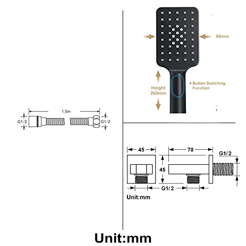 Cabezal de Ducha de Mano Multifuncional ABS Negro miniatura 2