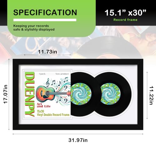 Image of DUENPY 15.1x30 Vinyl Frame For 12.5x12.5 Cover White Mat | Displays 12.5x12.5 Album Cover Art, Supports Wall Mounting For Home Music-Themed Wall Decor.