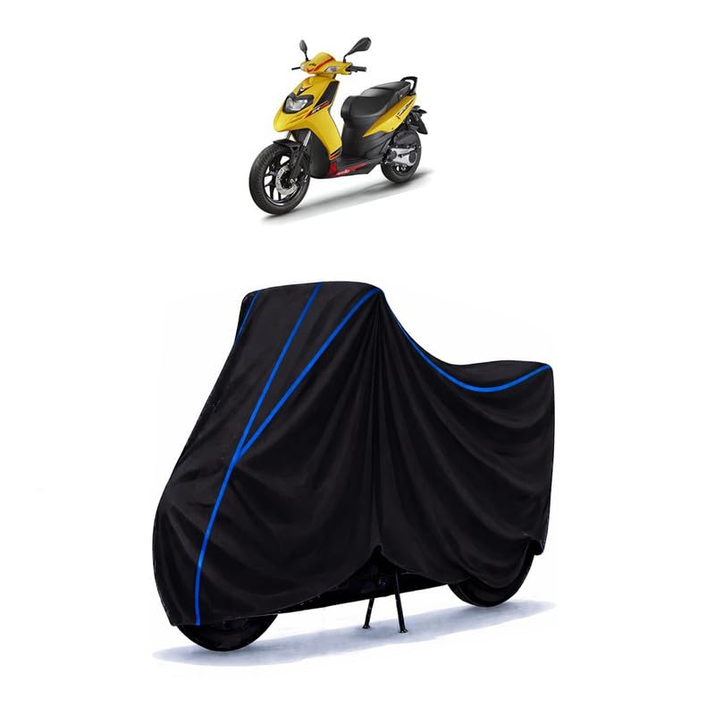 Image of Scooty Cover Water Resistant for SR 125 | Universal Scooter & Bike Cover | Heavy Duty UV Protection | Dust, Rain & Scratch Protection | Elastic Fit All Weather Indoor Outdoor | Black with Blue Piping