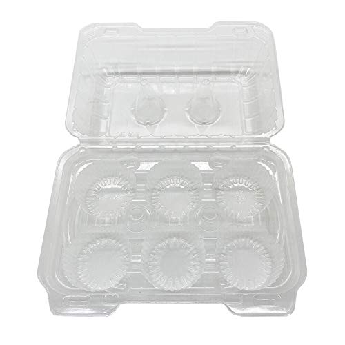 Clear Cupcake Containers,12Pc Plastic Disposable High Dome Cupcake Boxes 6 Compartment Cupcake Holders Cupcake Containers Half Dozen Cupcake Trays Durable Cup Cake Muffin Packaging Transporter #TOP6