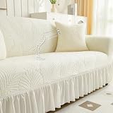 WONGS BEDDING Stretch Velvet Sofa Slipcover, Cushion Couch Cover with Skirt, Pet...