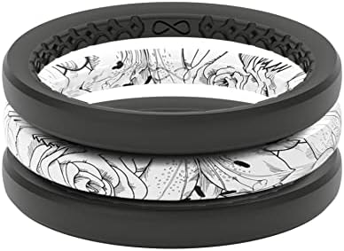 Groove Life Stackable Rose Silicone Ring Breathable Rubber Wedding Rings for Women, Lifetime Coverage, Unique Design, Comfort Fit Ring - Size 6