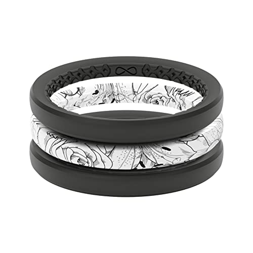 Groove Life Stackable Rose Silicone Ring Breathable Rubber Wedding Rings For Women, Lifetime Coverage, Unique Design, Comfort Fit Ring - Size 6 #TOP2