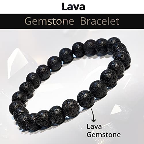 Image of ANAYA AGATE Healing Crystal Bracelet for Women and Men - 8mm Round Beaded Bracelet for Men and Women - Unisex Stretchy Gemstone Bracelet for Healing and Protection