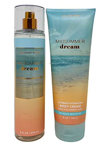 Bath and Body Works MIDSUMMER DREAM Duo - Fine Fragrance Mist - Ultimate Hydration Cream with Hyaluronic Acid