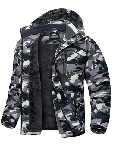 KEFITEVD Winter Jacke Herren Comouflage Übergangsjacke Warm mit Kapuze...
