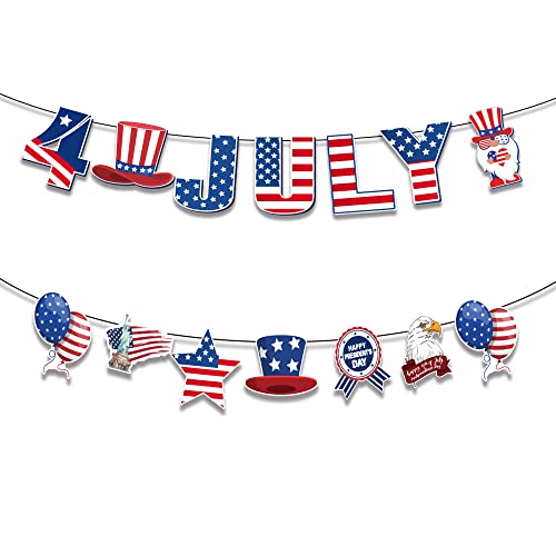 Happy 4th of July Banner American Independence Day Party Hanging Decorations Memorial Day Banner