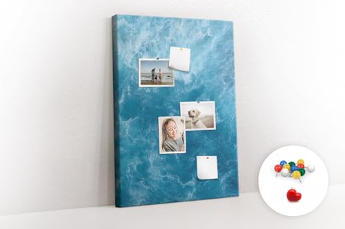 Tableau mural horizontal liège 70x100 cm grand format coloris bleu eau de mer