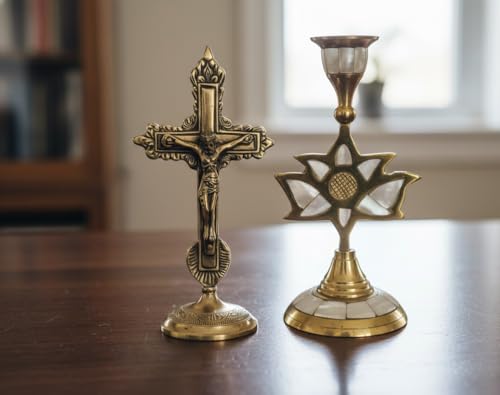 Décorations chrétiennes de la croix de Jésus avec bougeoir stable - 8