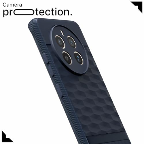 Image of Pikkme Back Cover for Realme 12 Pro 5G / Realme 12 Pro Plus 5G Camera Protection 3D Hexa Cube Design Silicone Protective Bumper Case (Blue)