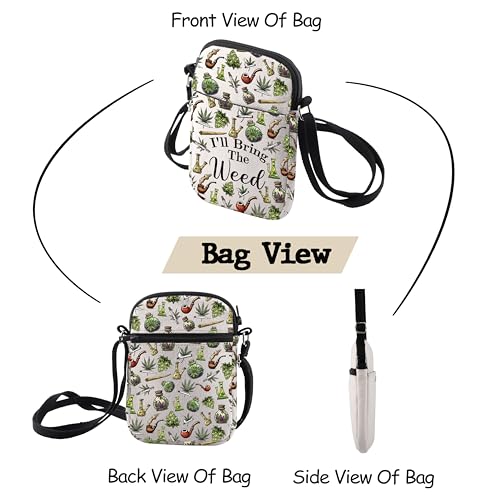 MNIGIU Funny Weed Leaf Crossbody Bag 420 Gift For Women I'll Bring The Weed Shoulder Bag Cannabis Leaf Inspired Gift4