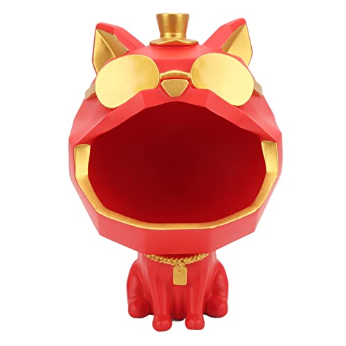 Miskall Red Cartoon Dog Key Bowl with Hand Painting