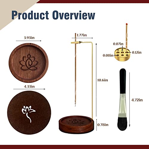 Incense Holder For Sticks Ash Catcher,Handmade Upside-Down Wooden Incense Burner, With Brass Incense Sticks Holder, Modern Incense Burner Ash Catcher Ideal For Home Décor (Upside-Down+Incense Tray) #TOP3