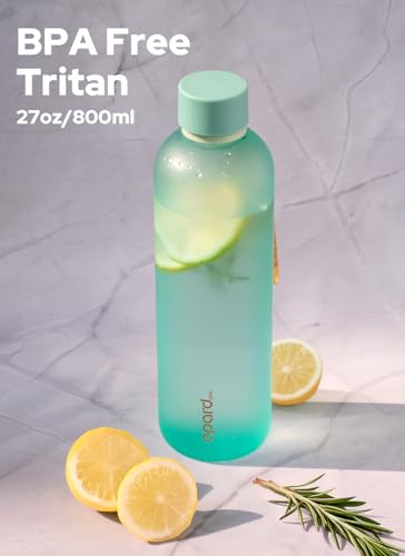 Image of Opard Slim Water Bottle 27oz, Dishwasher Safe Plastic Water Bottle BPA-Free, Leakproof Screw Top, Aqua Green, Reusable for Travel School Sport Gym Hiking
