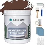 Jungarian Furniture Paint Kit 16oz with Tools - Water-based & Low Odor All-in-One No Sanding - Matte Finish Indoor Outdoor Wood Paint for Cabinets, Doors, Tables and Dressers - French Roast