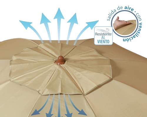 Atosa Strandschirm Ø 180 cm aus Aluminium, Modell mit upf 50+, beige, beige, 180 cm