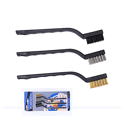 3Pcs Mini Wire Brush Set for Cleaning and Rust Removing, 7 Inch Industrial Wire Brushes of Stainless Steel/Nylon/Brass Bristles by XDMTWLKJ - Image 3