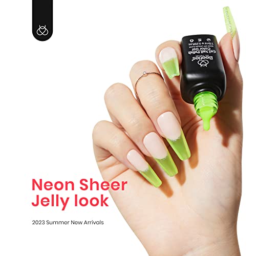 Beetles 6 Colors Jelly Gel Nail Polish Kit, 2023 Summer Jelly Tint Neon Translucent Sheer Red Hot Pink Purple Bright Blue Yellow Gel Polish Soak Off Uv Led Gel Nail Manicure For Girls Women #TOP3