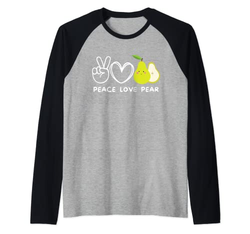 Peace, Love Pear Fruit Retro Pear Fruit Lover Camiseta Manga Raglan