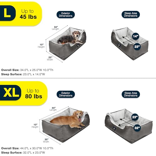 Serta Orthopedic Cuddler Dog Bed for Pets – Slate Gray (X-Large)