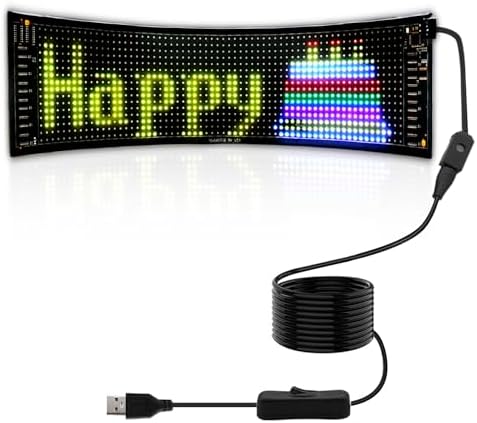 Programmable LED Scrolling Sign - Full Color Display Board with Bluetooth APP Control - Custom Text & GIF Patterns - Perfect for Business Advertising & Car Displays (Full Color, 15