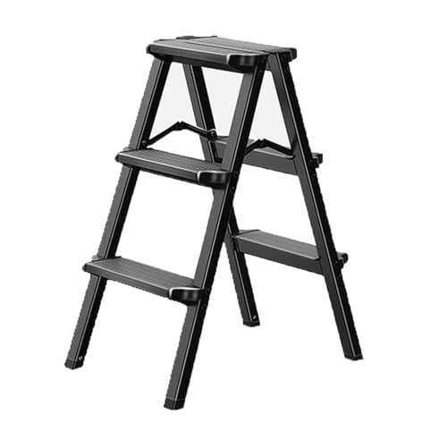 Escalera plegable A-e de 3 peldaños – Taburete de escalada portátil para artículos de alto alcance, escalones de doble cara, ideal para acceso a estantes de almacenamiento y uso doméstico
