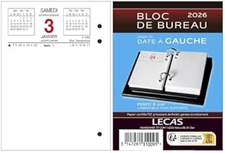 LECAS - 1 Ephemeris Date Left Desk Pad - January 2026 to December 2026 - Format 8.5 x 11.5 cm