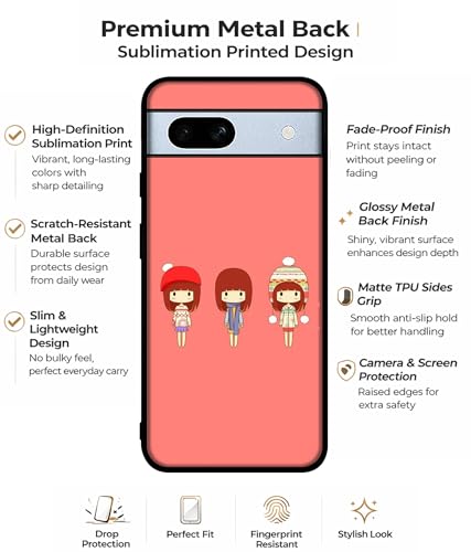 Image of Cute Girls Design Premium 2D Printed Metal Back Case Cover for Google Pixel 7A 5G, Multicolor