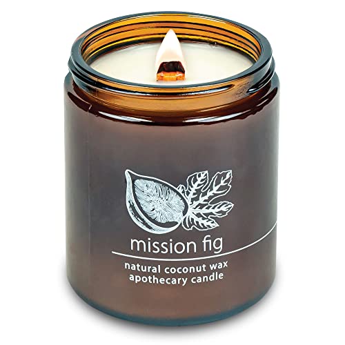 Hemlock Park Crackling Wood Wick Candle Handcrafted with Natural Coconut Wax (Standard 8 oz, Mission Fig)