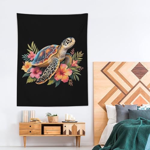 Tapiz vertical de tortuga marina con diseño divertido para una decoración de pared única 4