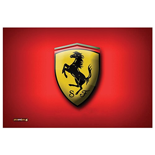 Ferrari Logo Paper Wall 3D Red Ferrari Traffic Sign Wall Mural