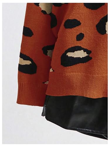 Image of WDIRARA Women's Leopard Tiger Print Cardigan V Neck Long Sleeve Color Block Button Down Sweater Outwear