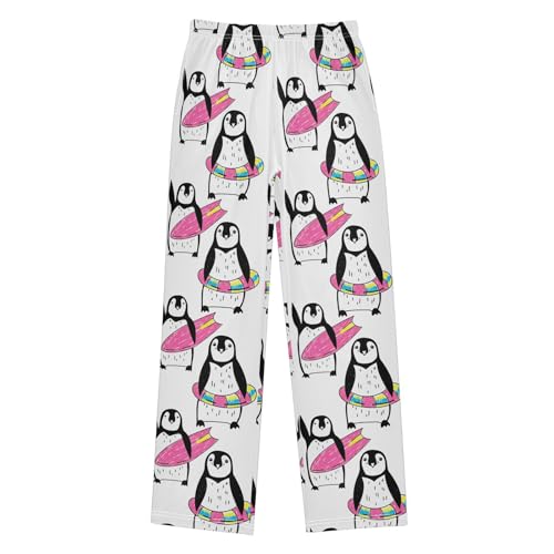 ZZXXB Penguin Surfing Boys Long Pants Soft Trousers Elastic Waist Kids Lounge Bottoms with Pockets S-XL