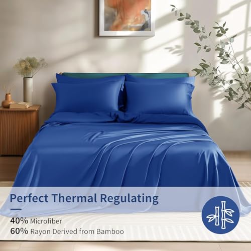 image for Shilucheng 6 Piece King Sheet Sets, Cooling Sheets, Blend Rayon Derive