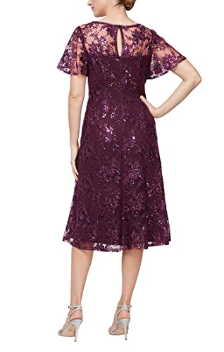 Image of S.L. Fashions Womens Stretch V-Neck Tea Length Dress