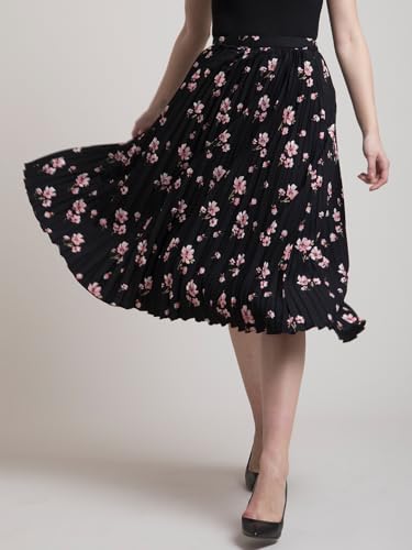 Image of FableStreet Women Formal Skirt | Elegant A-Line Fit Knife Pleated Midi Design with Side Zip Closure | Smooth Texture & Classic Style for Office & Elevated Occasions
