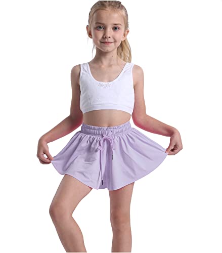 Flowy Butterfly Shorts for Girls 2-in-1 Athletic Running Skirt Shorts Cheer Tennis Dance Preppy with Spandex Liner2