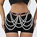 REETAN Waist Chain Belt Fashion Black Punk Leather Rave accessories for Women