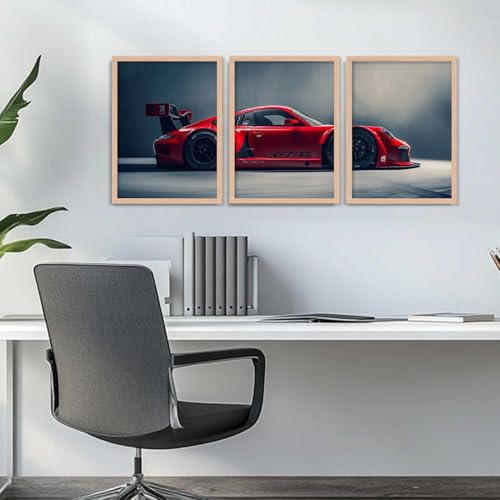 Image of TASVEE Car wall posters | set of 3 wall frames | posters for wall | Wall Decoration for Bedroom, Living Room & Office | Best Gift for Boys & Car Lovers (A10, MEDIUM 10X13, Framed)
