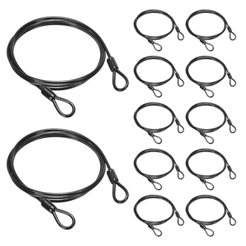Kozelo 12pc câble de sécurité acier inoxydable, 1/8" dia 4FT noir