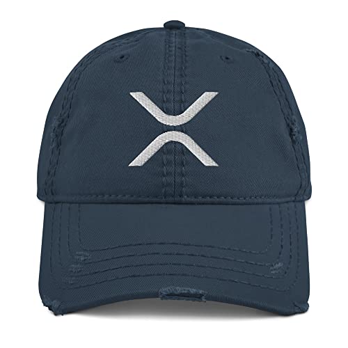 Hogue WS LLC Ripple XRP Cryptocurrency Logo Hat (Embroidered Distressed Dad Cap)