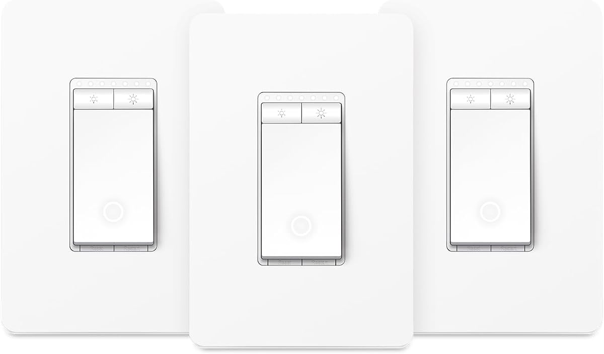 Dimmer Switch HS220P3, Single Pole, Needs Neutral Wire, 2.4GHz Wi-Fi Light Switch Works with Alexa and Google Home, UL Certified,, No Hub Required, 3-Pack
