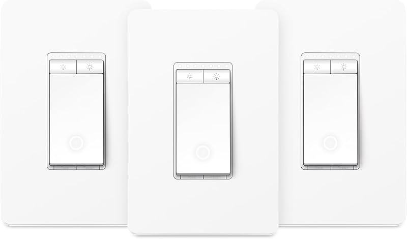 Dimmer Switch HS220P3, Single Pole, Needs Neutral Wire, 2.4GHz Wi-Fi Light Switch Works with Alexa and Google Home, UL Certified,, No Hub Required, 3-Pack