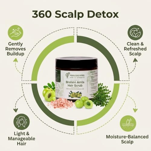 Image of Hair & Scalp Scrub for Dandruff & Build-Up | Anti-Dandruff Exfoliator | Brahmi Amla Pink Himalayan Salt Moringa | Sulfate & Paraben Free